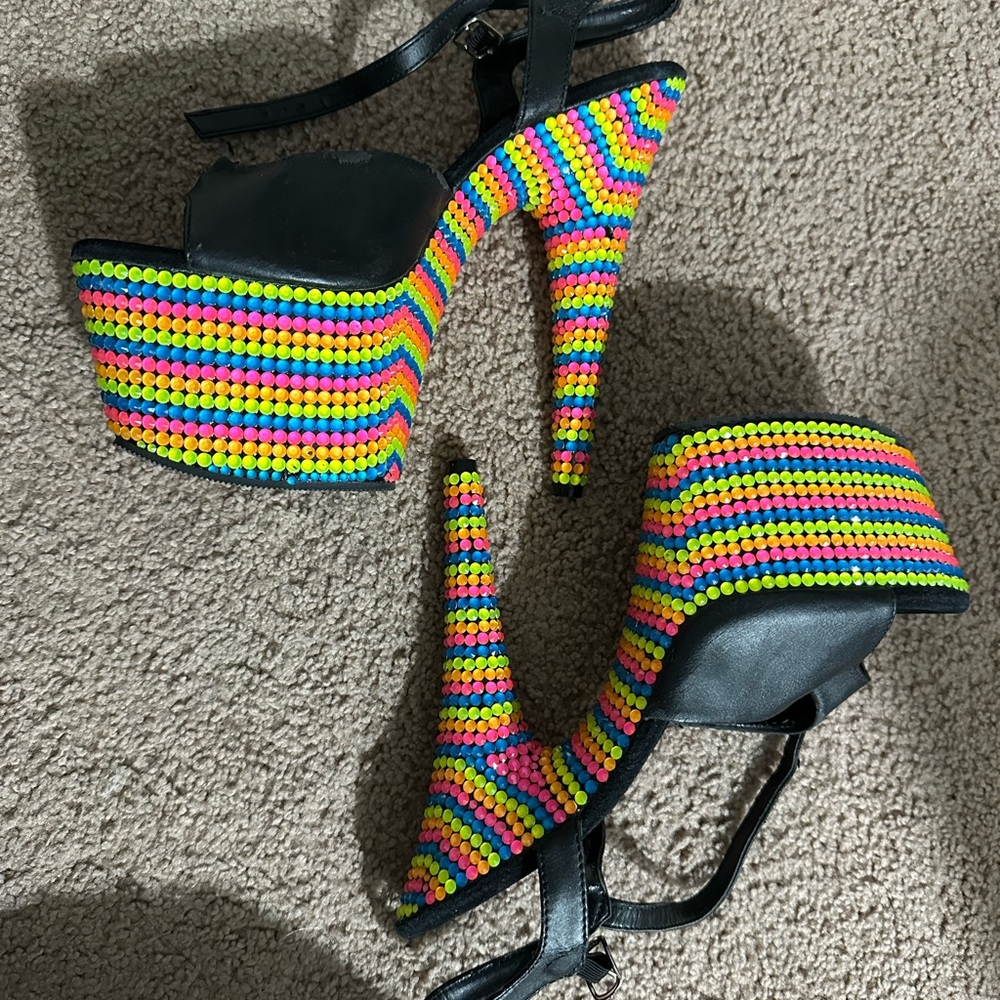 Pleaser Multicolor Beaded Platform Heels stripper heels
